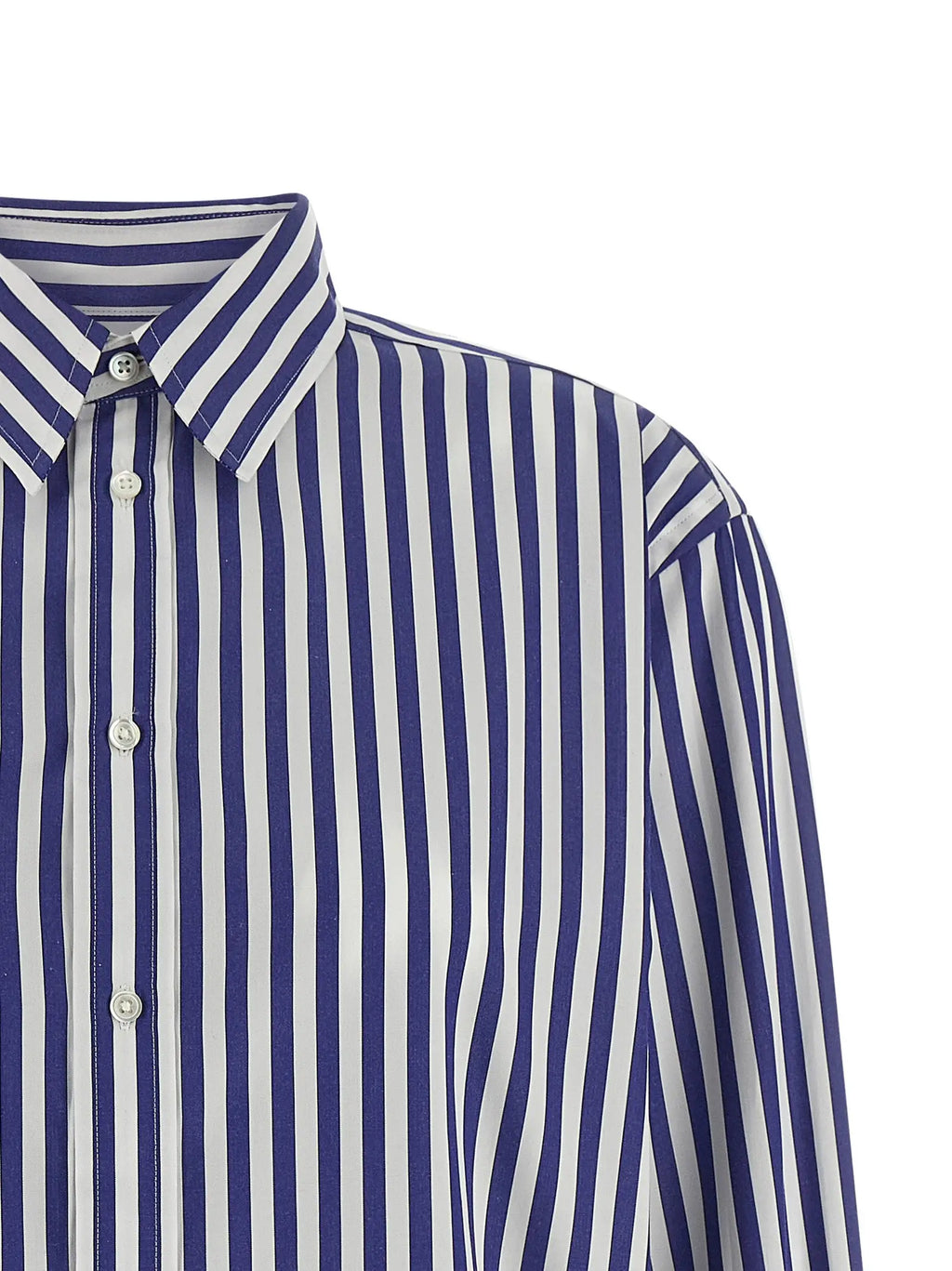 Chemise bleu et blanc à rayures verticales en coton polo ralph lauren avec col classique