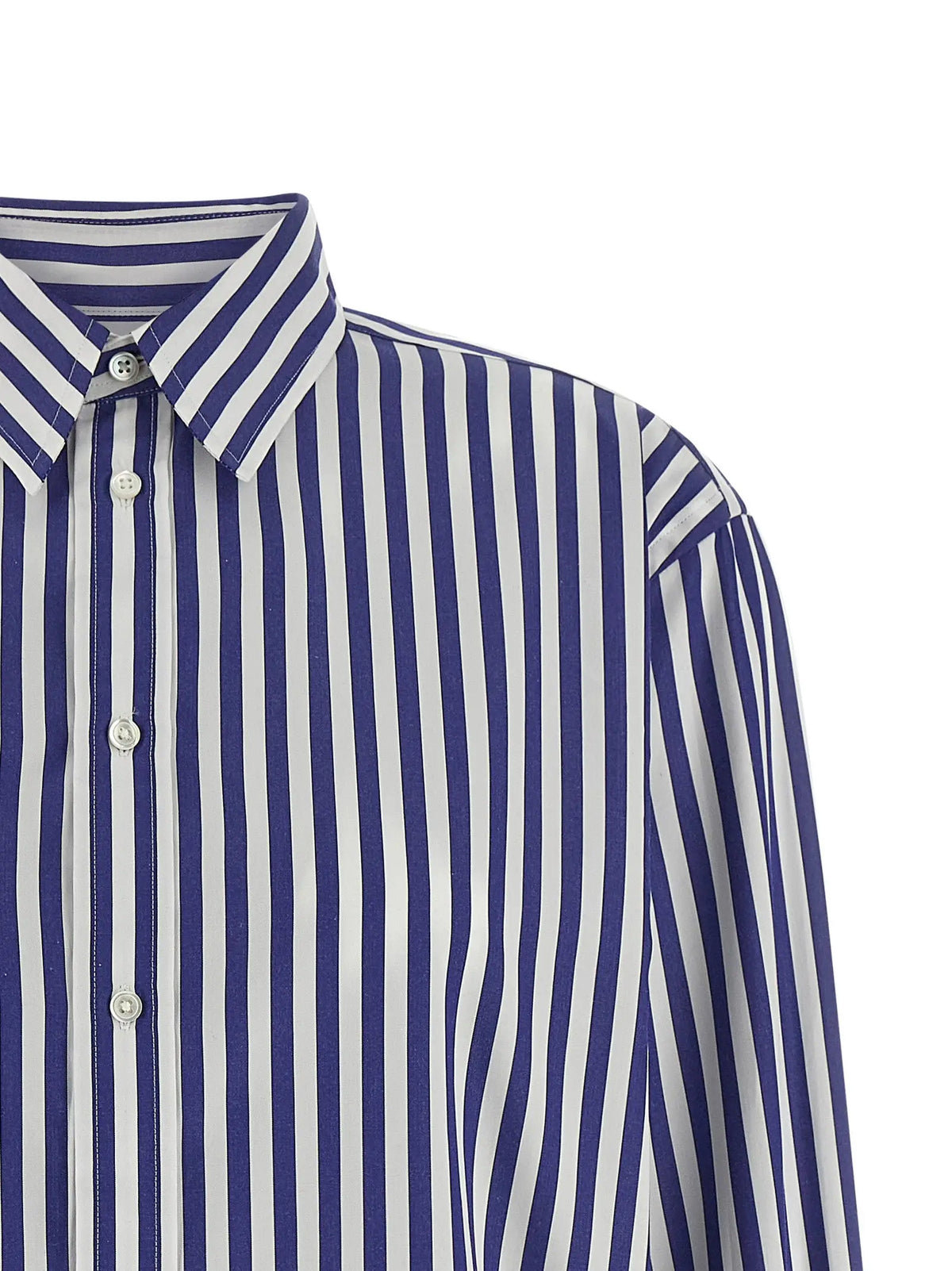 Chemise bleu et blanc à rayures verticales en coton polo ralph lauren avec col classique