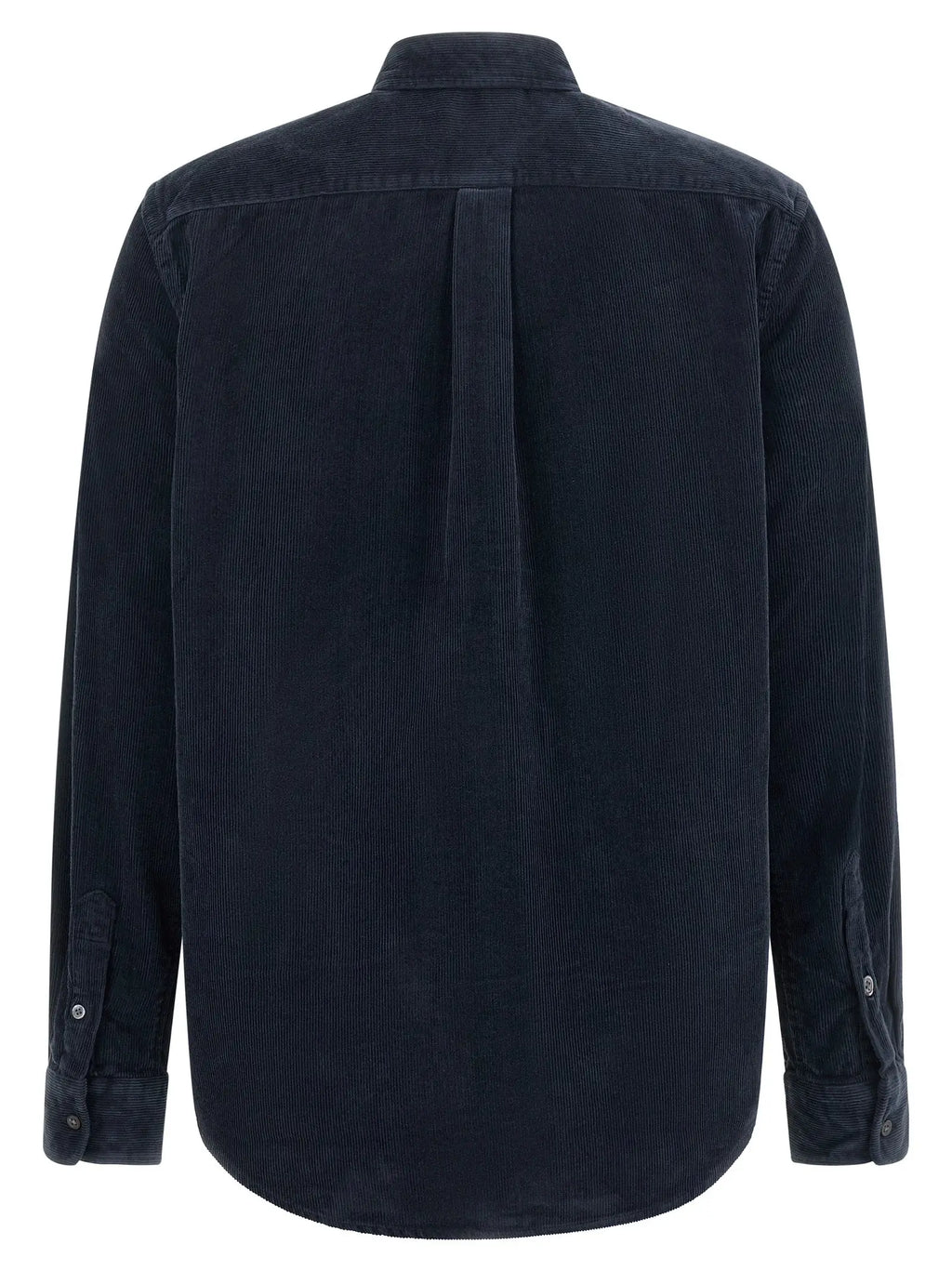 Chemise en velours côtelé noire polo ralph lauren vue de dos avec col classique et pli vertical en coton bleu