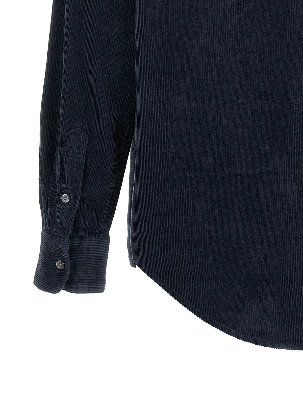 Chemise bleu marine en velours côtelé polo ralph lauren à manches longues avec texture subtile et poignets boutonnés