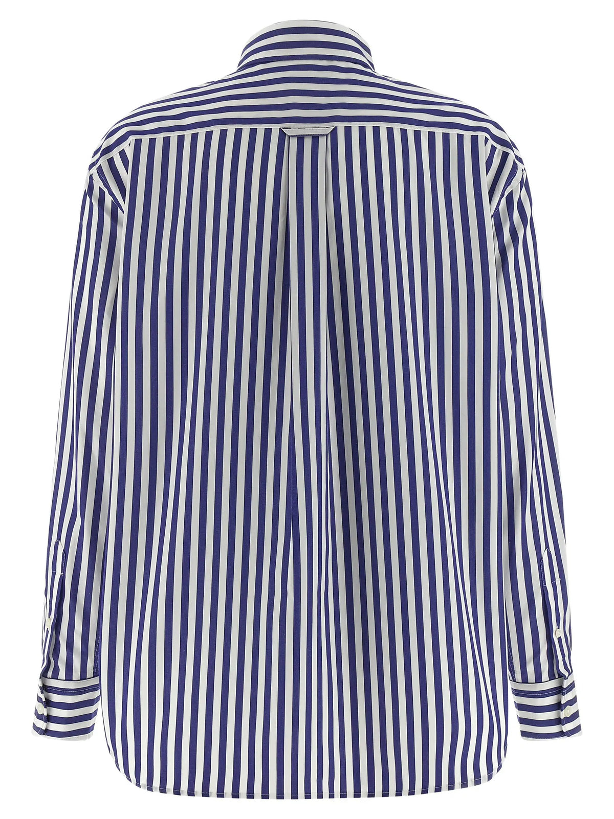 Polo ralph lauren blouse en coton bleu à rayures verticales blanches et manches longues avec col classique