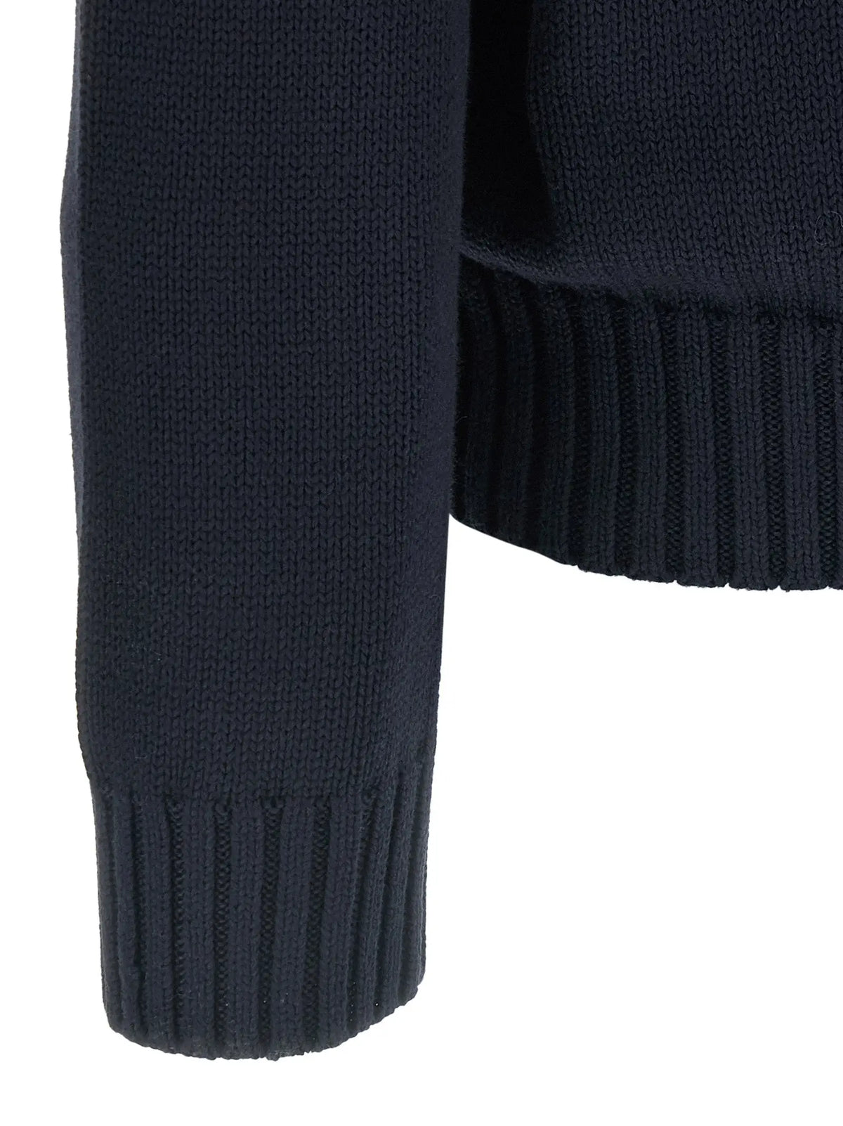 Manche de cardigan en coton bleu polo ralph lauren avec maille côtelée bleu marine et poignets finis soigneusement