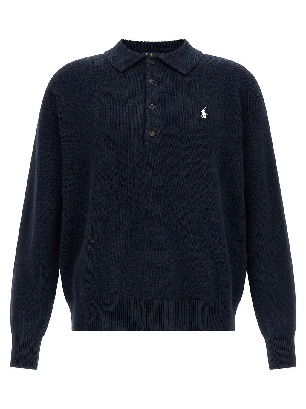 Cardigan coton bleu polo ralph lauren avec logo blanc brodé sur la poitrine en tricot marine