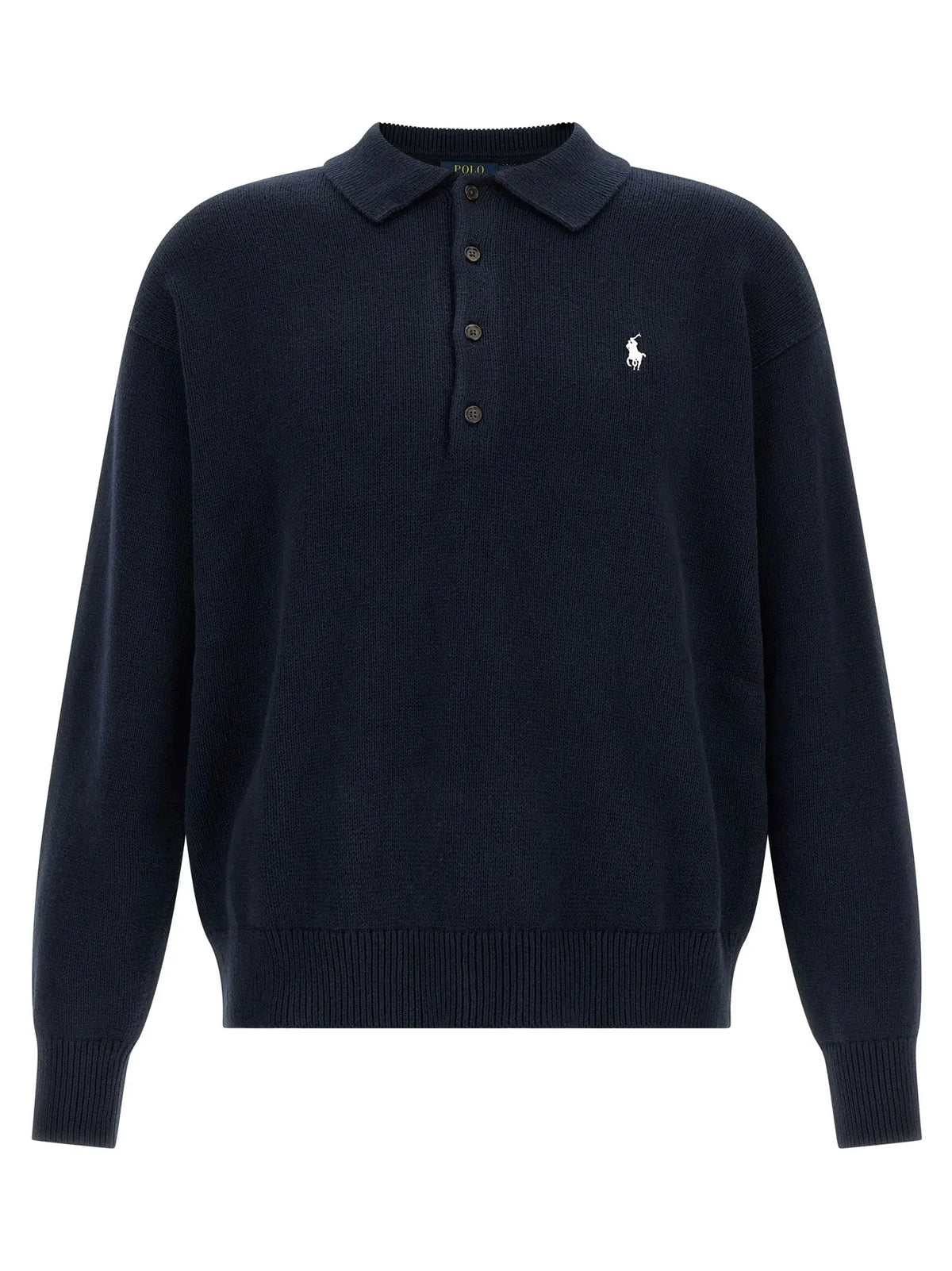 Cardigan coton bleu polo ralph lauren avec logo blanc brodé sur la poitrine en tricot marine