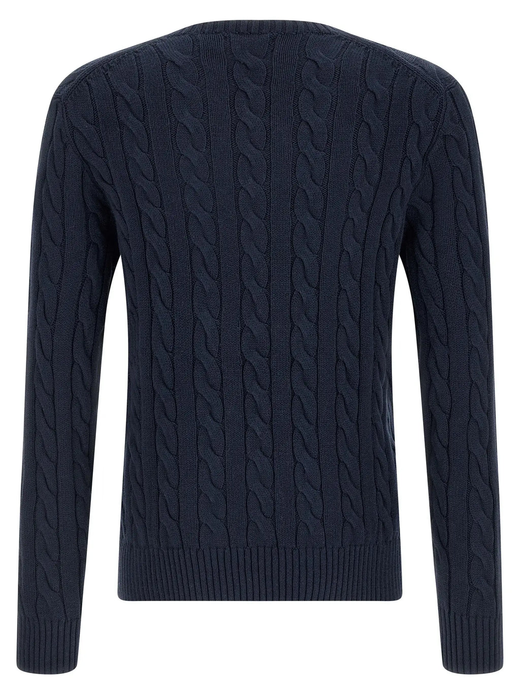Cardigan polo ralph lauren bleu en coton avec maille torsadée bleu marine et poignets et ourlet côtelés