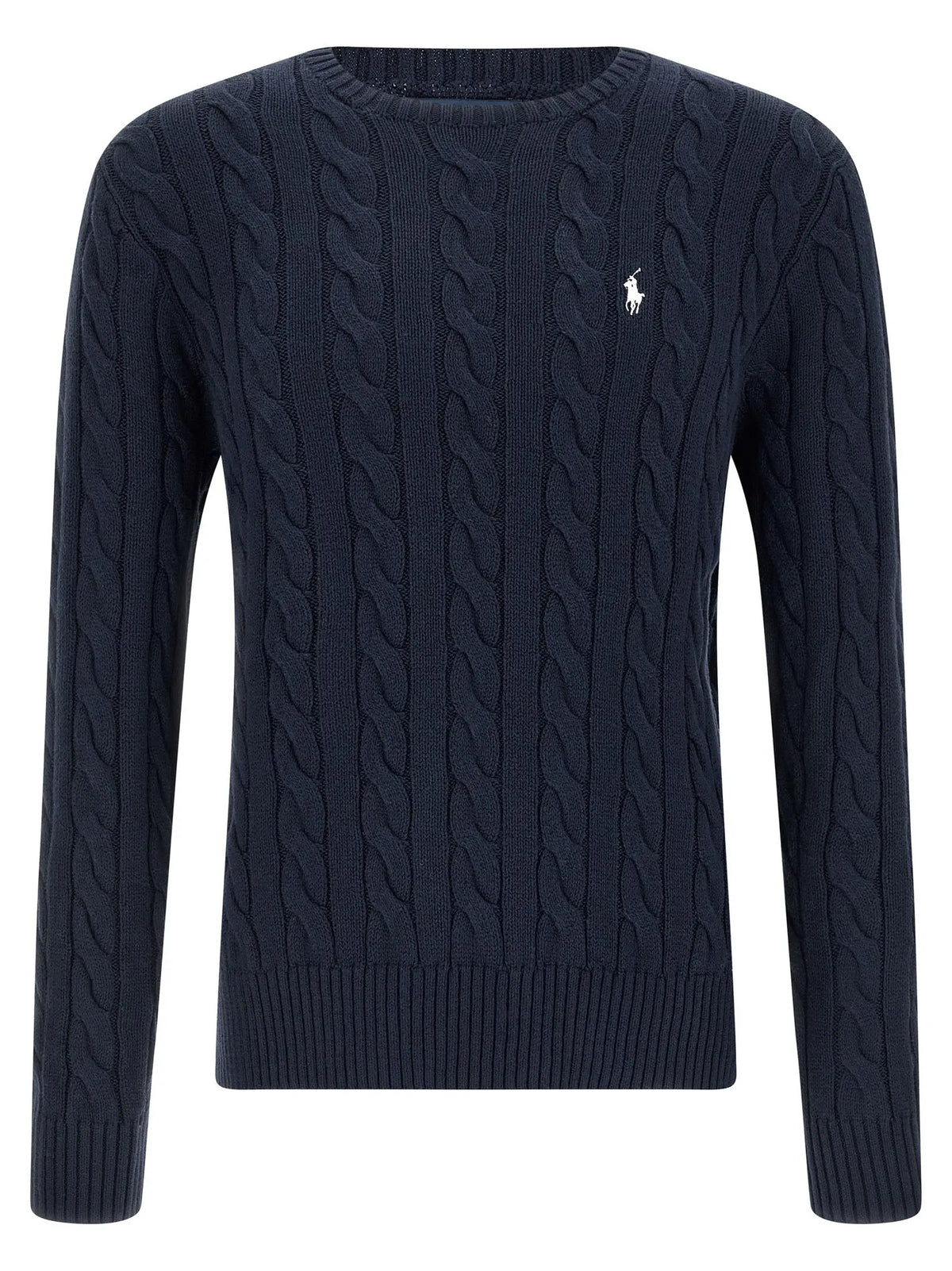 Cardigan en coton bleu marine polo ralph lauren avec logo joueur de polo blanc brodé sur la poitrine gauche