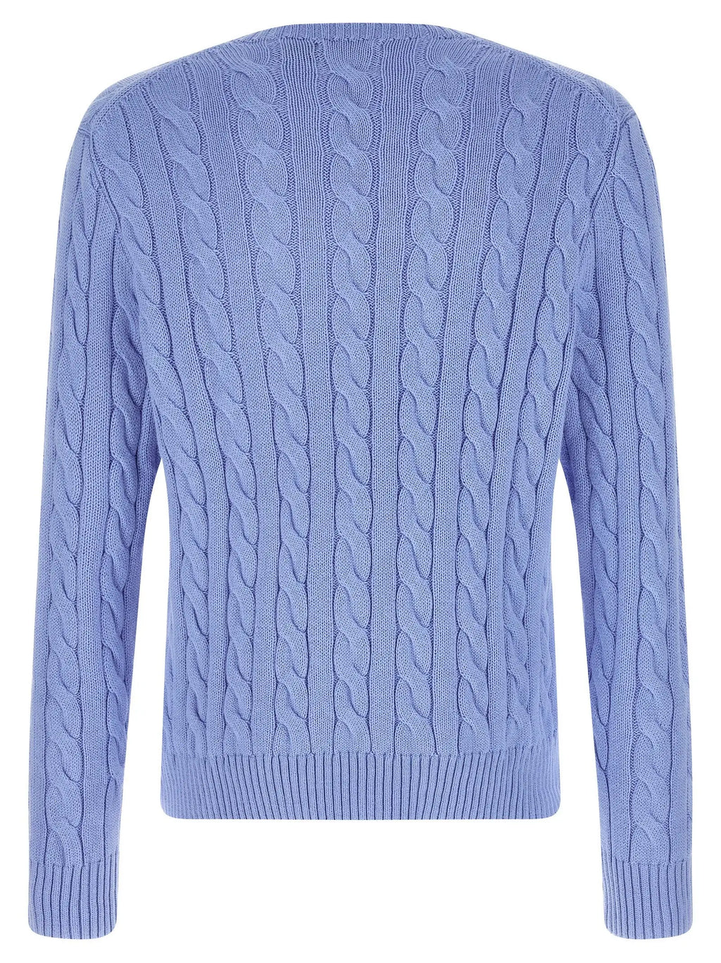 Polo ralph lauren blue cotton cardigan en maille cable bleu clair avec motif classique et poignets côtelés
