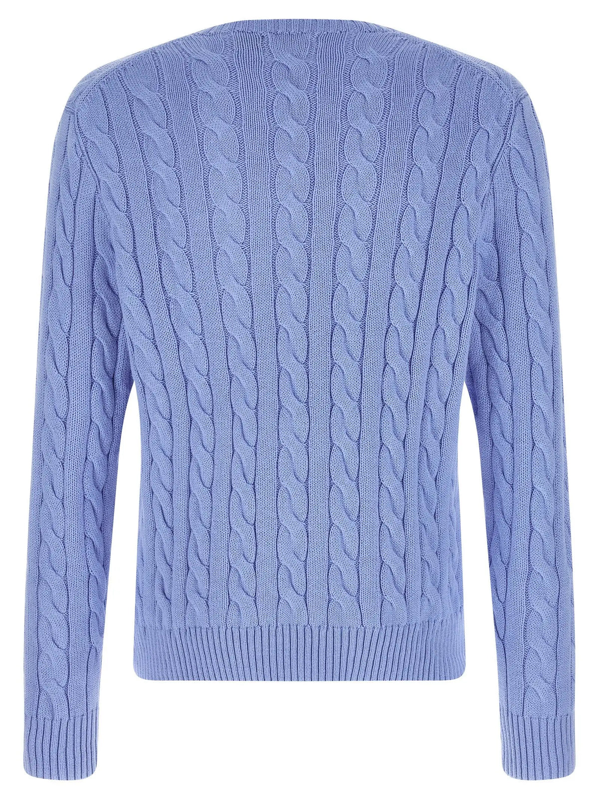 Polo ralph lauren blue cotton cardigan en maille cable bleu clair avec motif classique et poignets côtelés