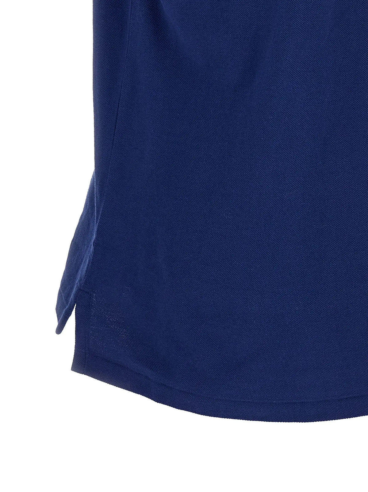Polo ralph lauren chemise polo bleu marine en coton avec tissu piqué texturé et fente latérale subtile