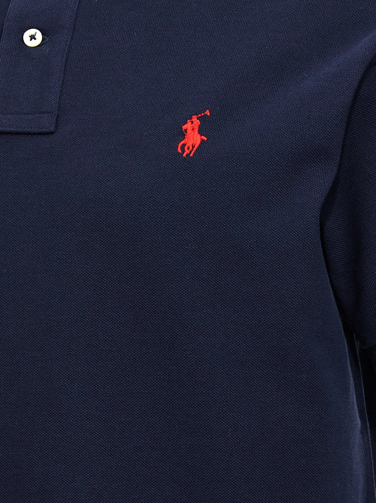 Polo ralph lauren polo en coton bleu marine avec logo poney rouge brodé sur la poitrine