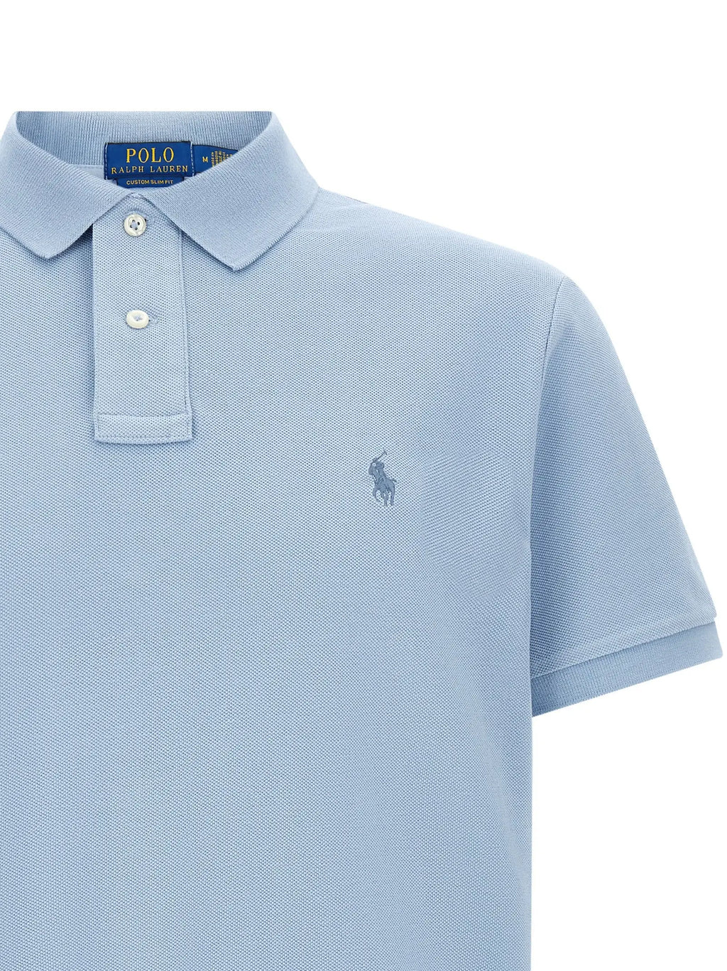 Polo ralph lauren chemise polo en coton bleu clair avec col classique boutons blancs et logo brodé sur la poitrine