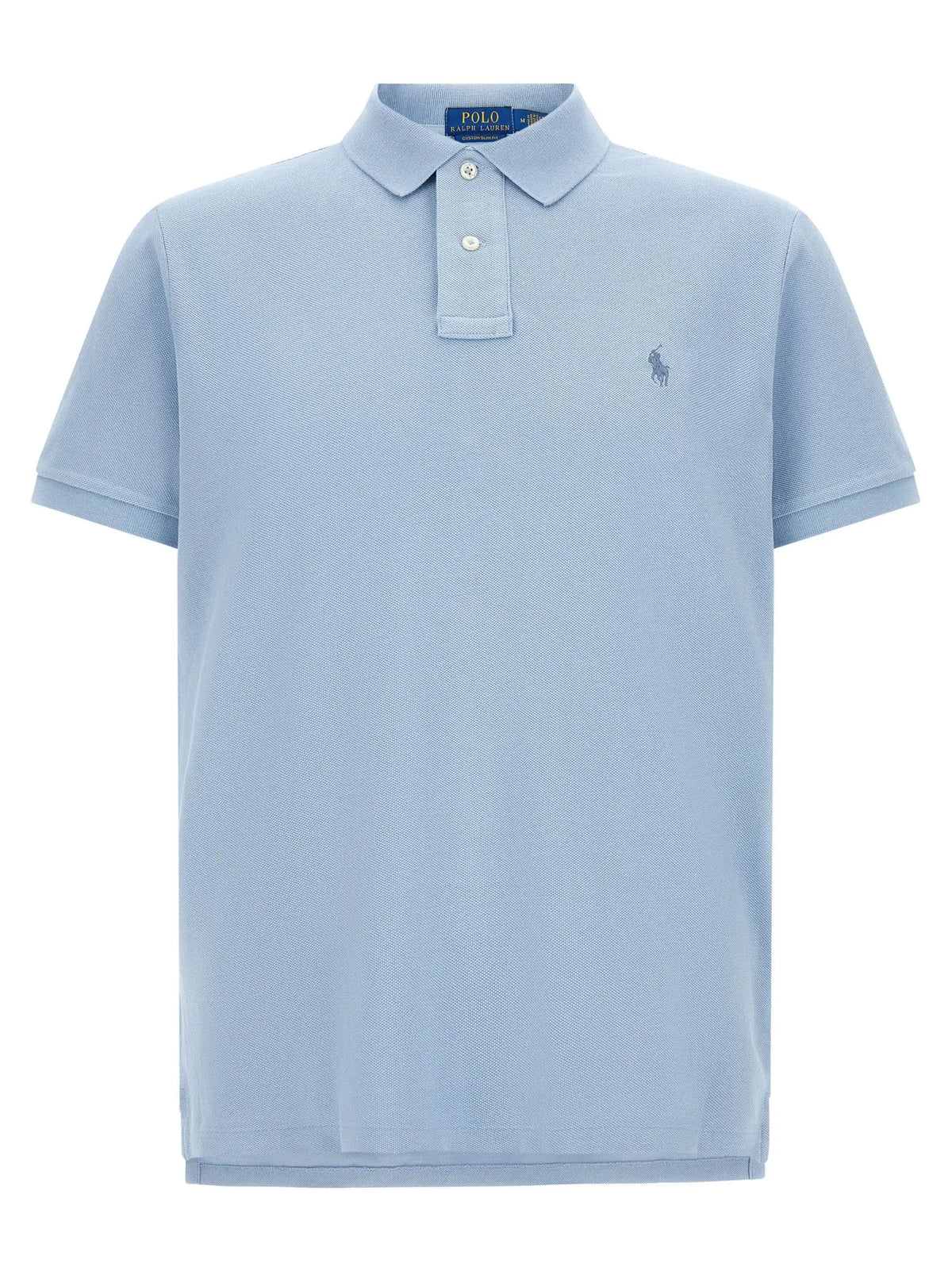 Polo ralph lauren bleu en coton avec un tissage texturé et logo brodé sur la poitrine