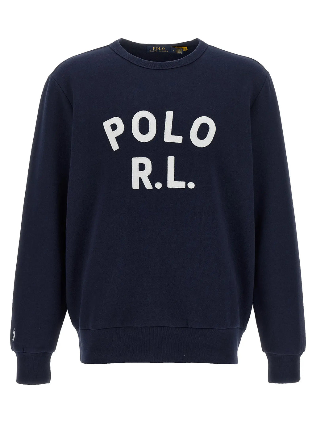 Sweatshirt polo ralph lauren bleu marine en coton avec lettrage blanc polo r l sur la poitrine