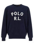 Sweatshirt polo ralph lauren bleu marine en coton avec lettrage blanc polo r l sur la poitrine