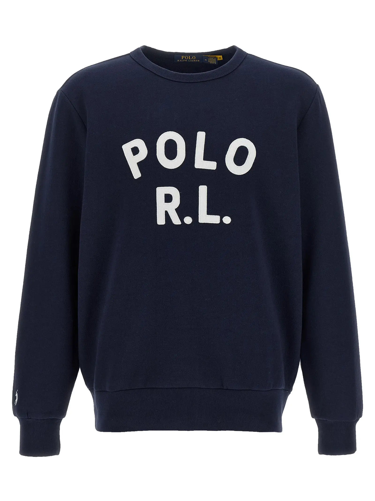 Sweatshirt polo ralph lauren bleu marine en coton avec lettrage blanc polo r l sur la poitrine