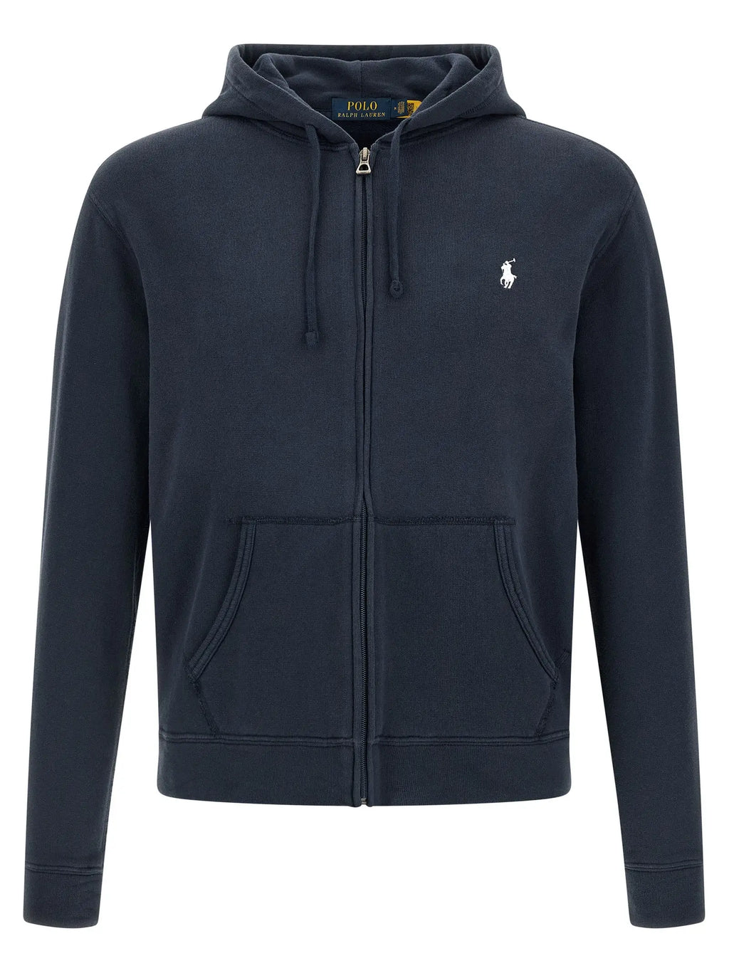 Sweat-shirt polo ralph lauren bleu en coton avec capuche à cordon et logo polo blanc brodé sur la poitrine