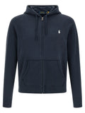 Sweat-shirt polo ralph lauren bleu en coton avec capuche à cordon et logo polo blanc brodé sur la poitrine
