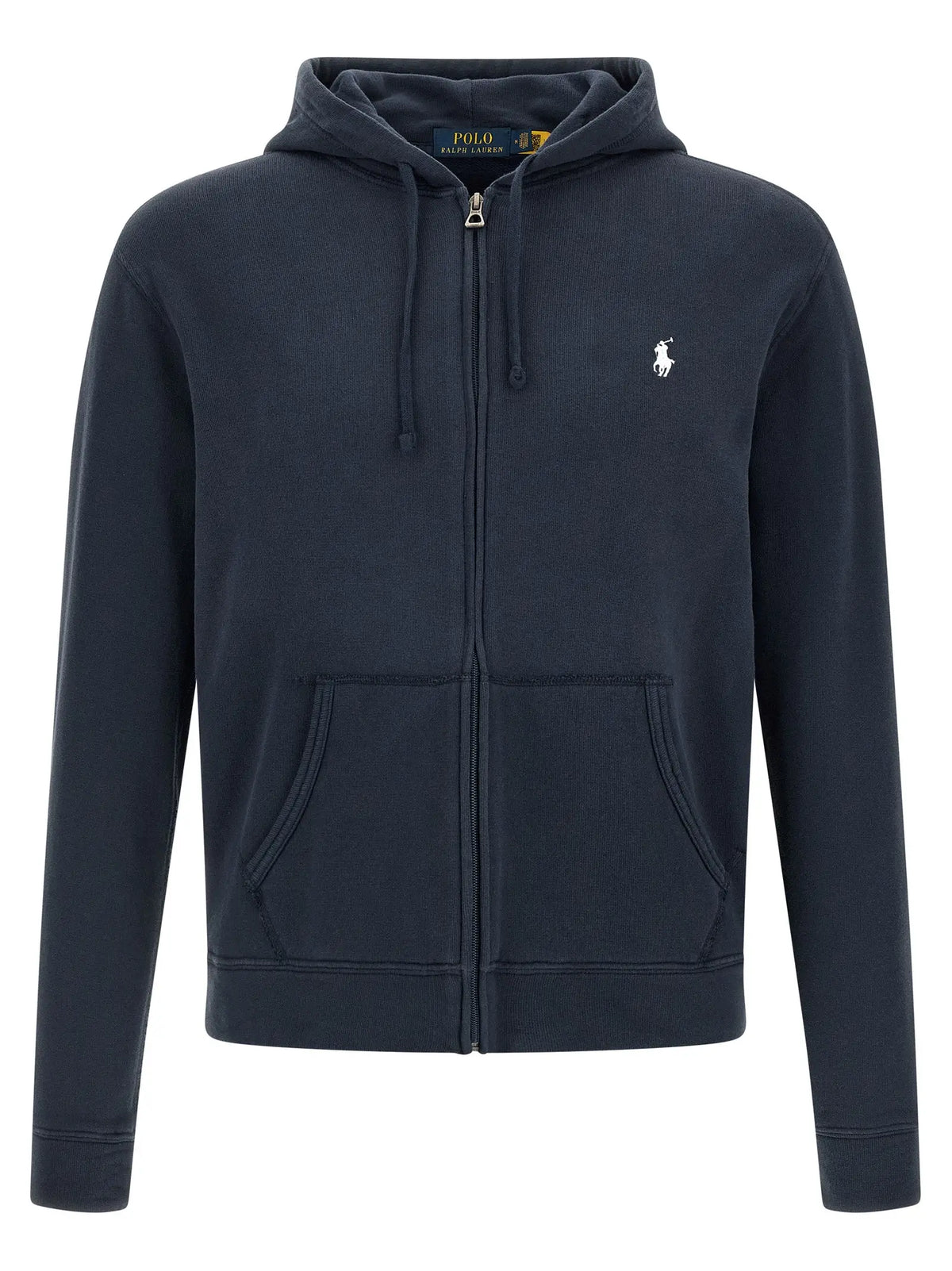 Sweat-shirt polo ralph lauren bleu en coton avec capuche à cordon et logo polo blanc brodé sur la poitrine
