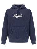 Sweatshirt en coton bleu marine polo ralph lauren avec logo blanc cursif sur la poitrine