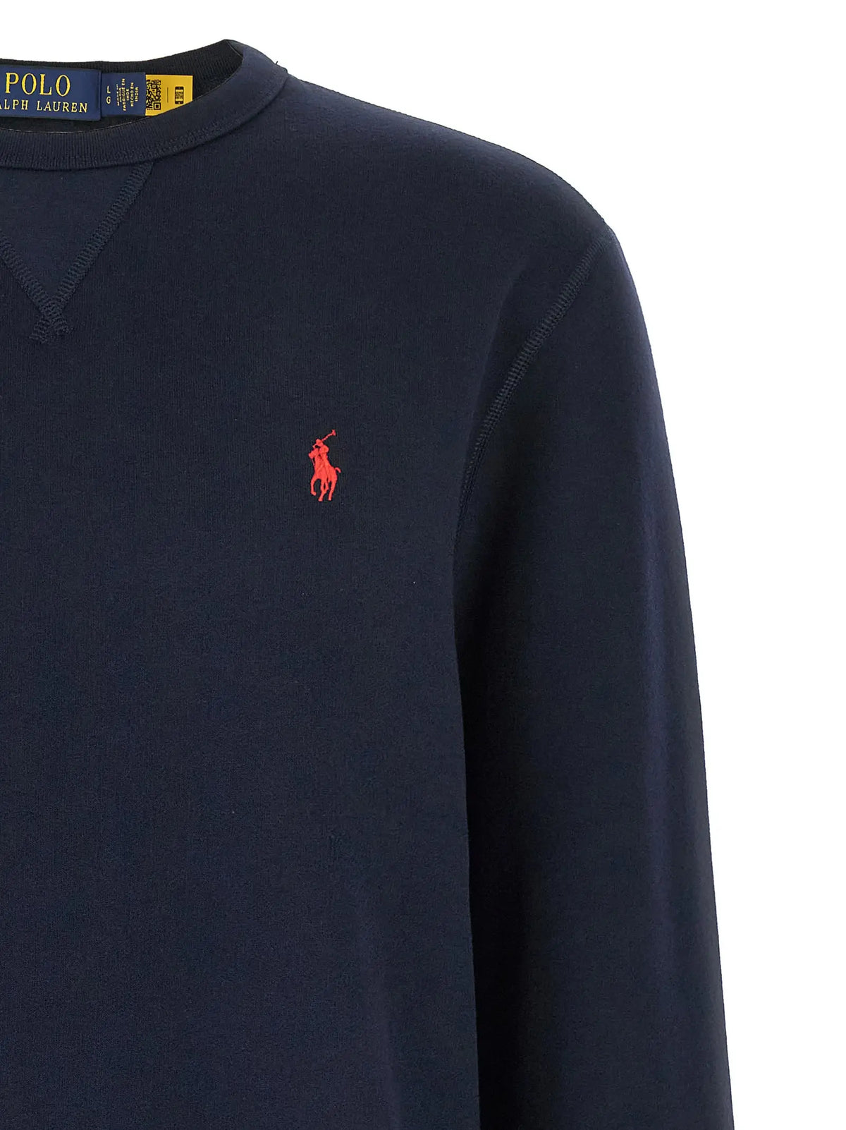 Sweatshirt polo ralph lauren bleu marine en coton avec logo joueur de polo rouge brodé sur la poitrine