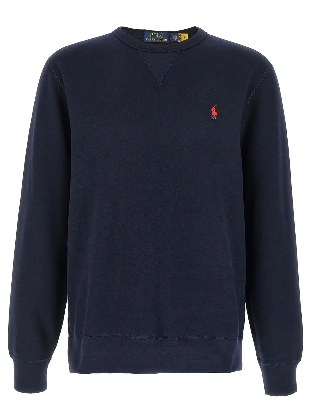 Sweatshirt polo ralph lauren bleu marine en coton avec logo joueur de polo rouge brodé sur la poitrine gauche