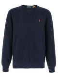 Sweatshirt polo ralph lauren bleu marine en coton avec logo joueur de polo rouge brodé sur la poitrine gauche