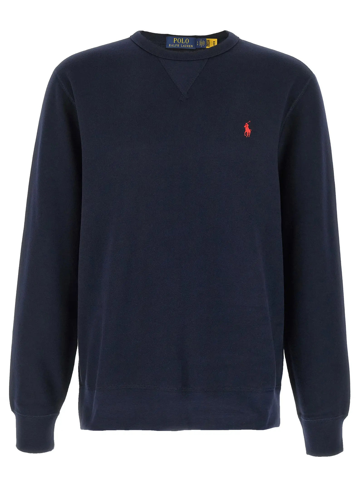 Sweatshirt polo ralph lauren bleu marine en coton avec logo joueur de polo rouge brodé sur la poitrine gauche