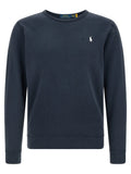 Sweatshirt polo ralph lauren bleu en coton avec logo joueur de polo blanc brodé sur la poitrine