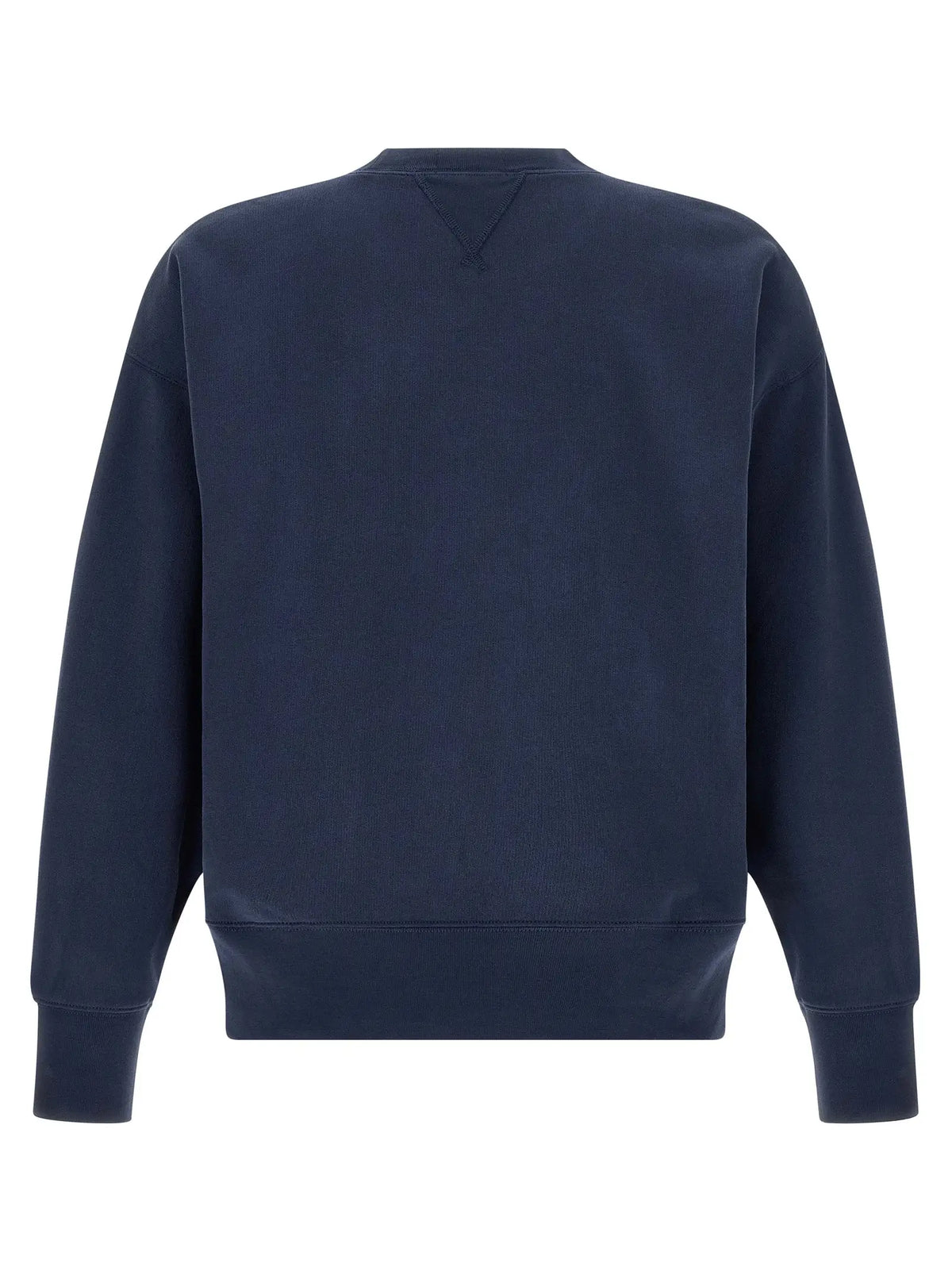 Pull bleu marine polo ralph lauren en coton avec col rond et poignets côtelés
