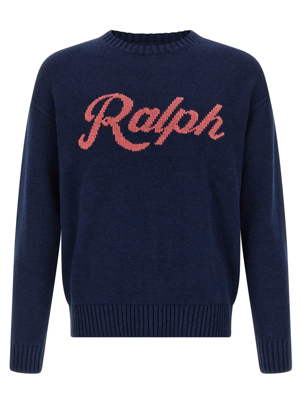 Cardigan en lin bleu ralph lauren avec logo brodé rose ralph sur le devant