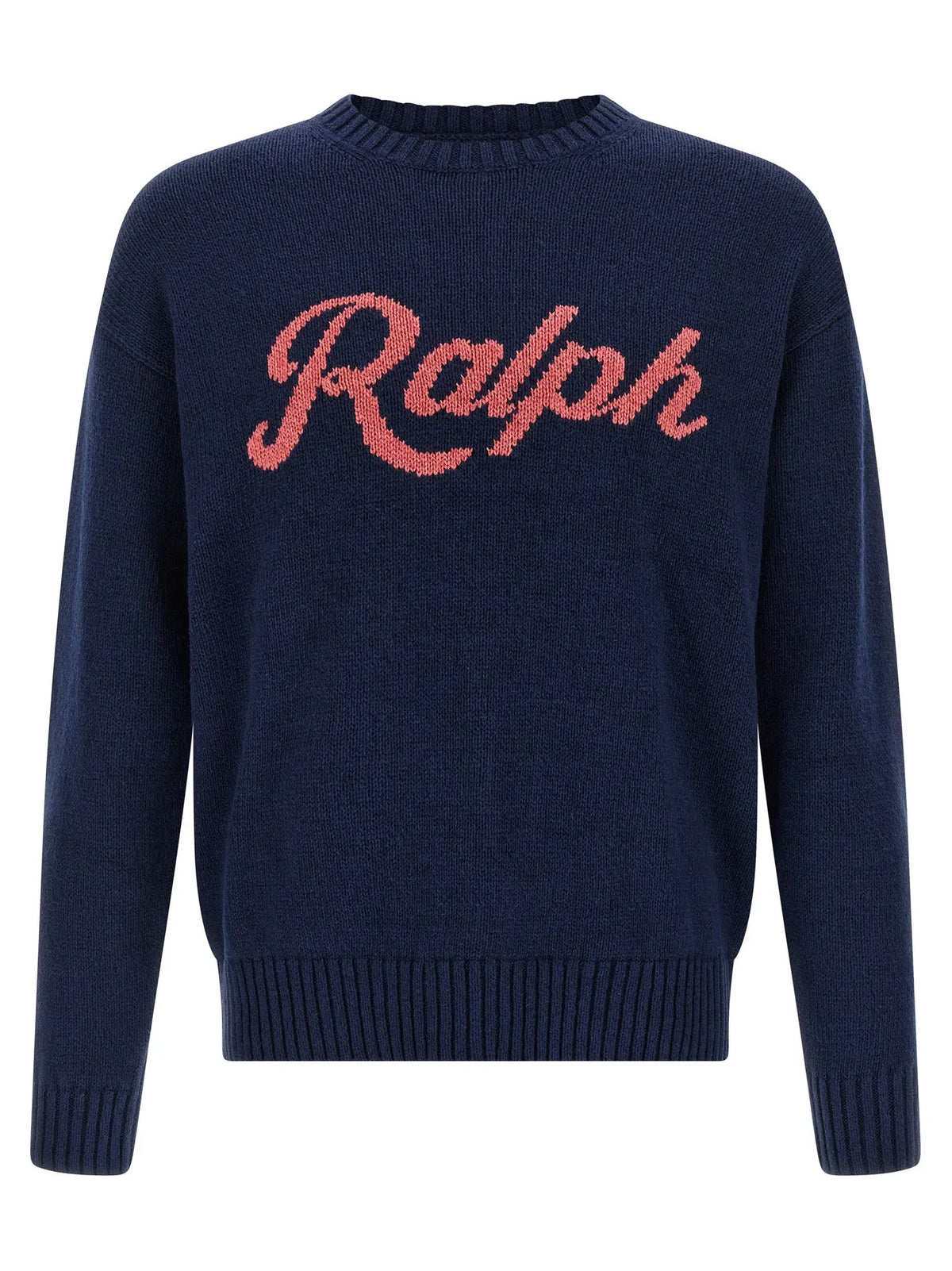 Cardigan en lin bleu ralph lauren avec logo brodé rose ralph sur le devant