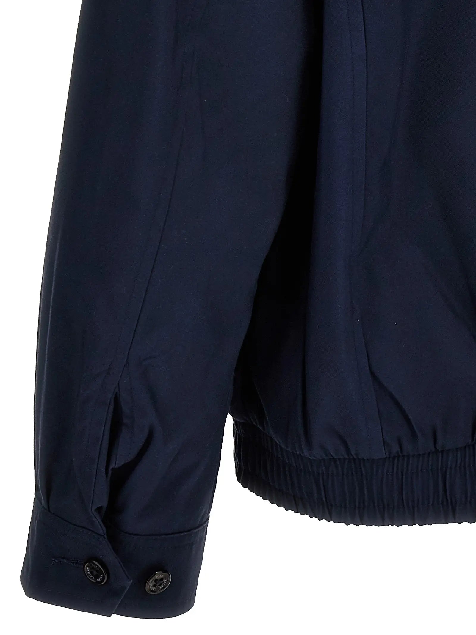Manche de veste bomber bleu marine polo ralph lauren en polyester avec poignets boutonnés et ourlet élastiqué