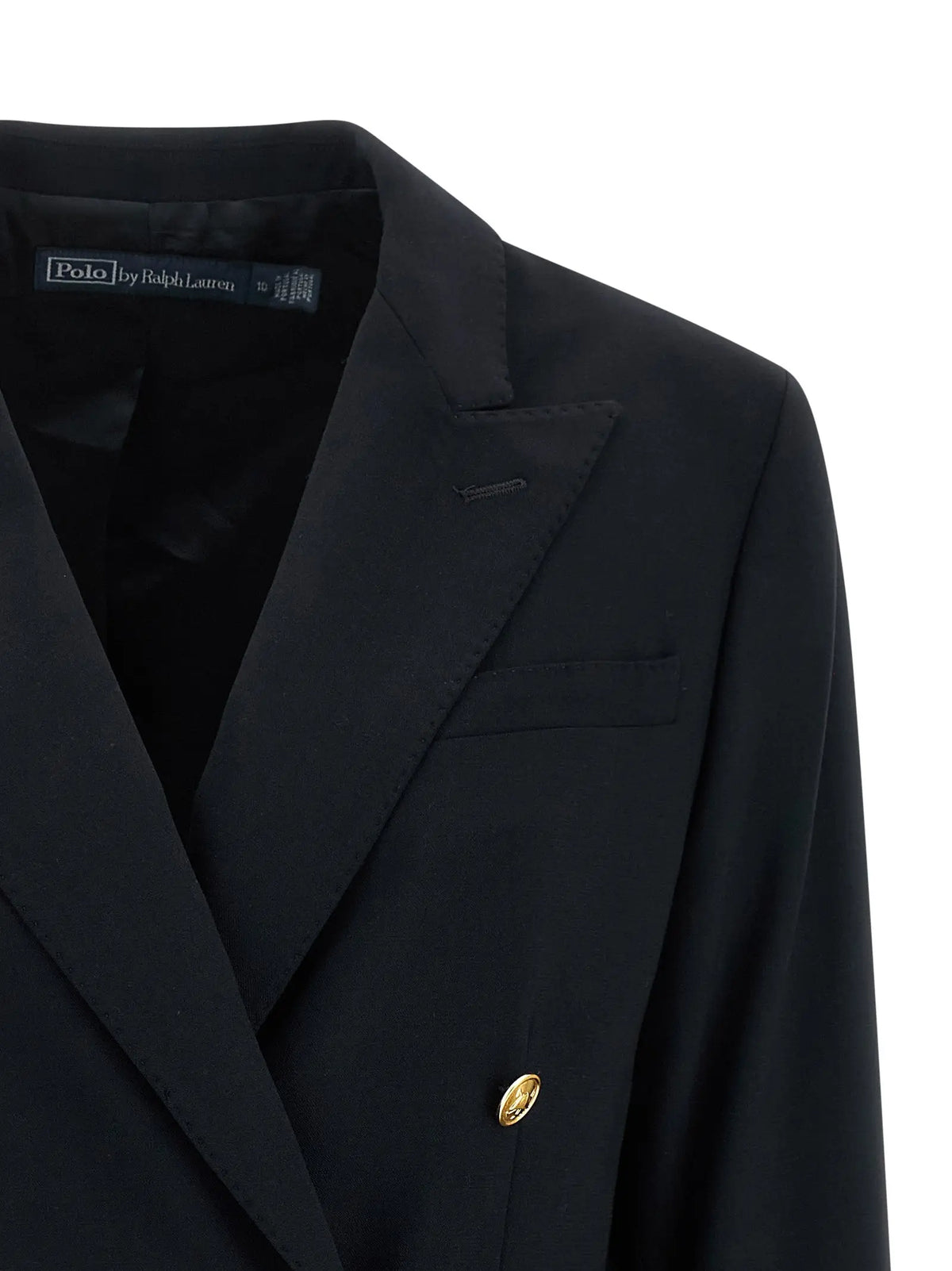Blazer noir polo ralph lauren en laine avec bouton doré et col à revers classique