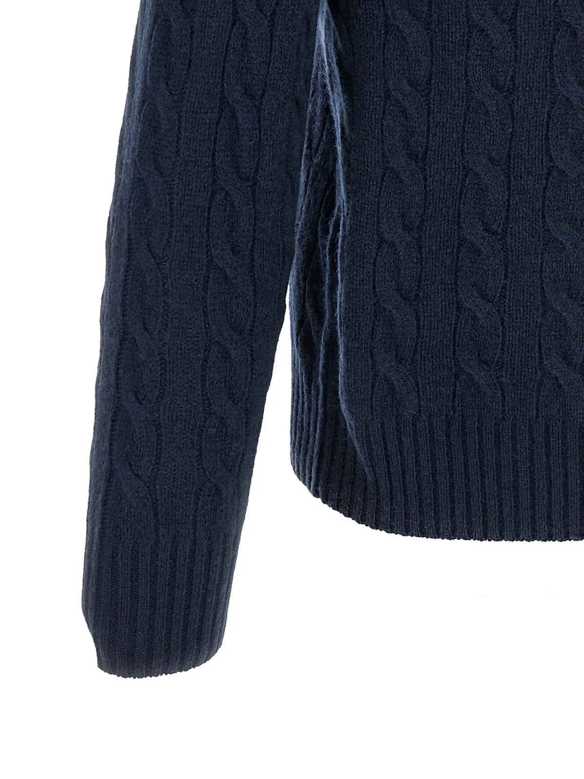 Cardigan en laine bleu marine polo ralph lauren à maille torsadée avec poignets et ourlet côtelés