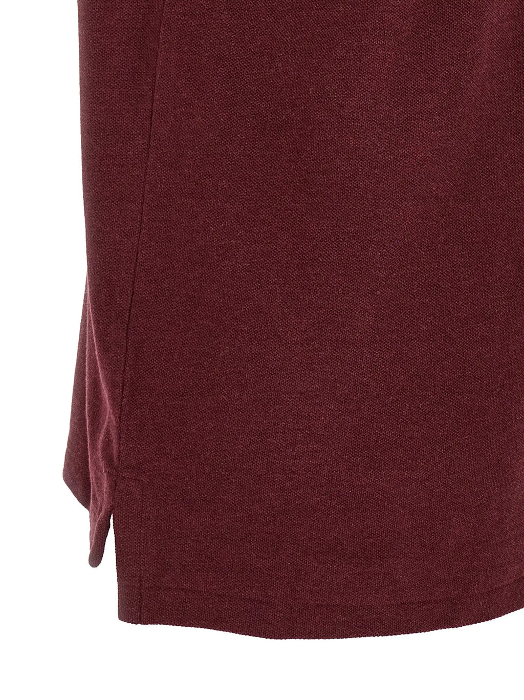Polo ralph lauren bordeaux en coton avec maille texturée bordeaux et fente latérale subtile à l’ourlet