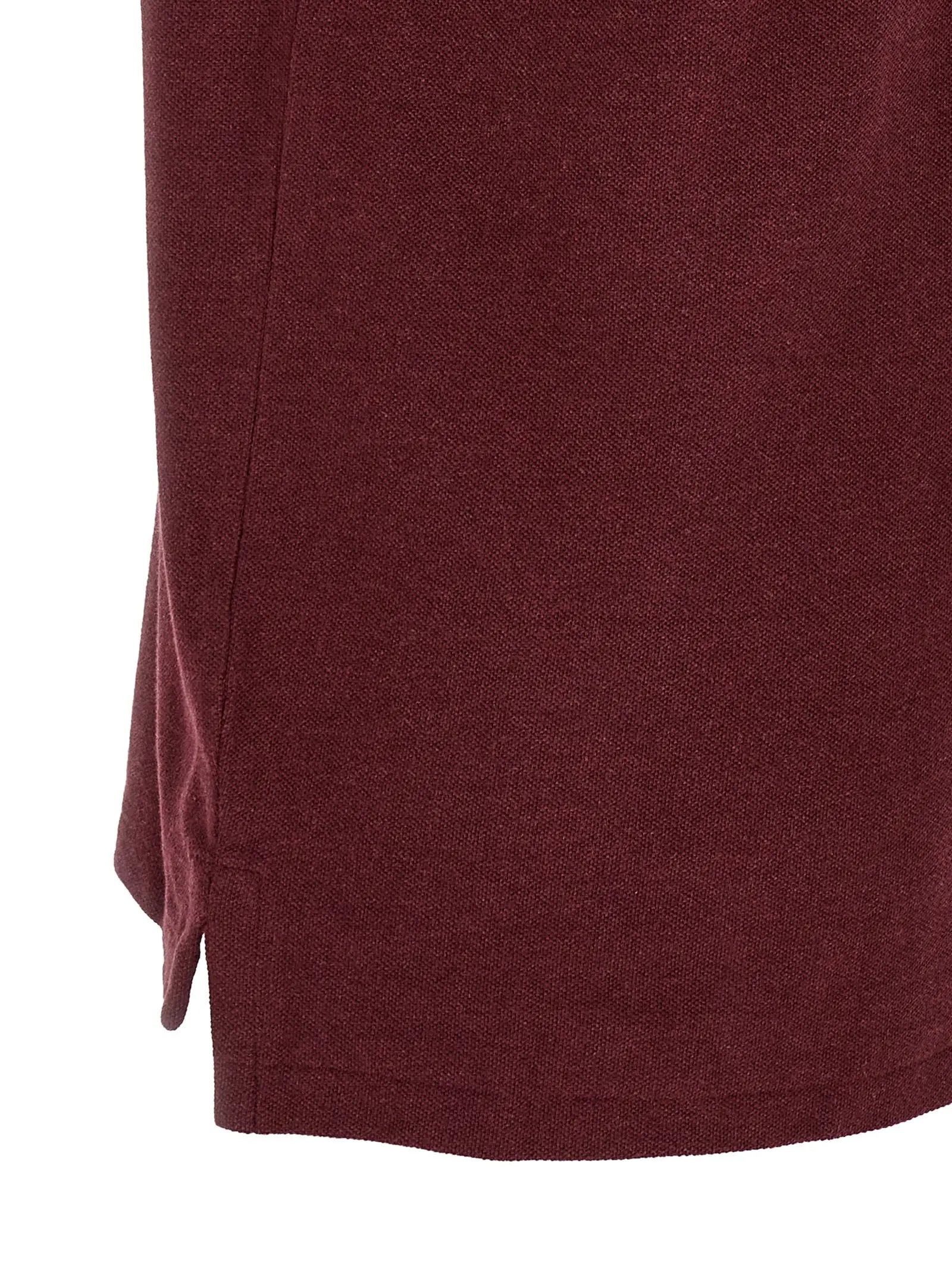 Polo ralph lauren bordeaux en coton avec maille texturée bordeaux et fente latérale subtile à l’ourlet