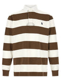 Chemise polo ralph lauren marron en coton à rayures horizontales marron et blanc avec col classique et logo brodé