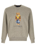 Sweatshirt polo ralph lauren gris en coton avec broderie détaillée d’ours polo en veste marron et jean bleu