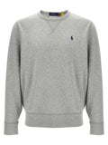 Sweatshirt polo ralph lauren gris en coton avec logo bleu marine brodé sur la poitrine en heathered