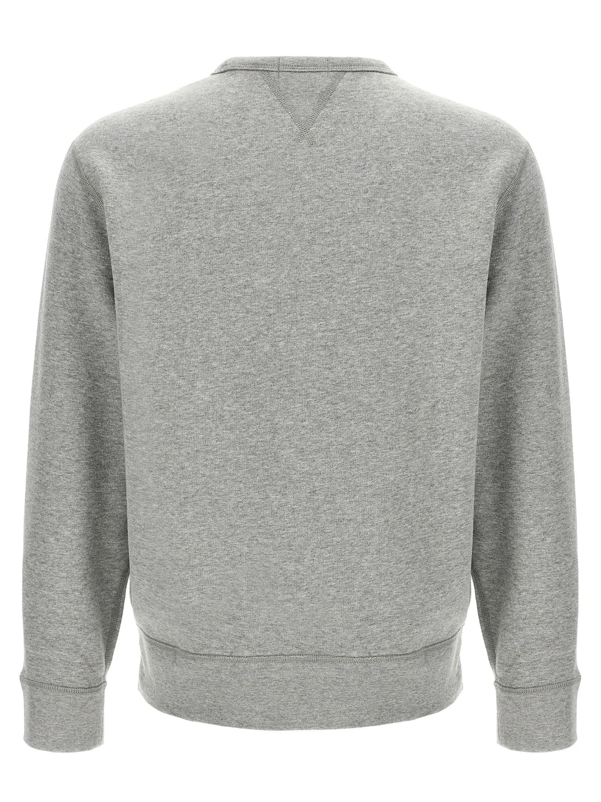 Sweatshirt gris en coton avec effet chiné et poignets et ourlet côtelés polo ralph lauren