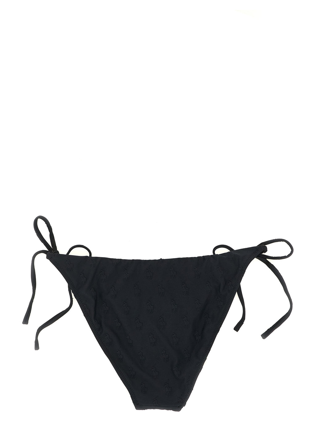 Maillot de bain bikini Ralph Lauren en polyester recyclé noir, avec détails élégants et logo Polo Ralph Lauren visible.