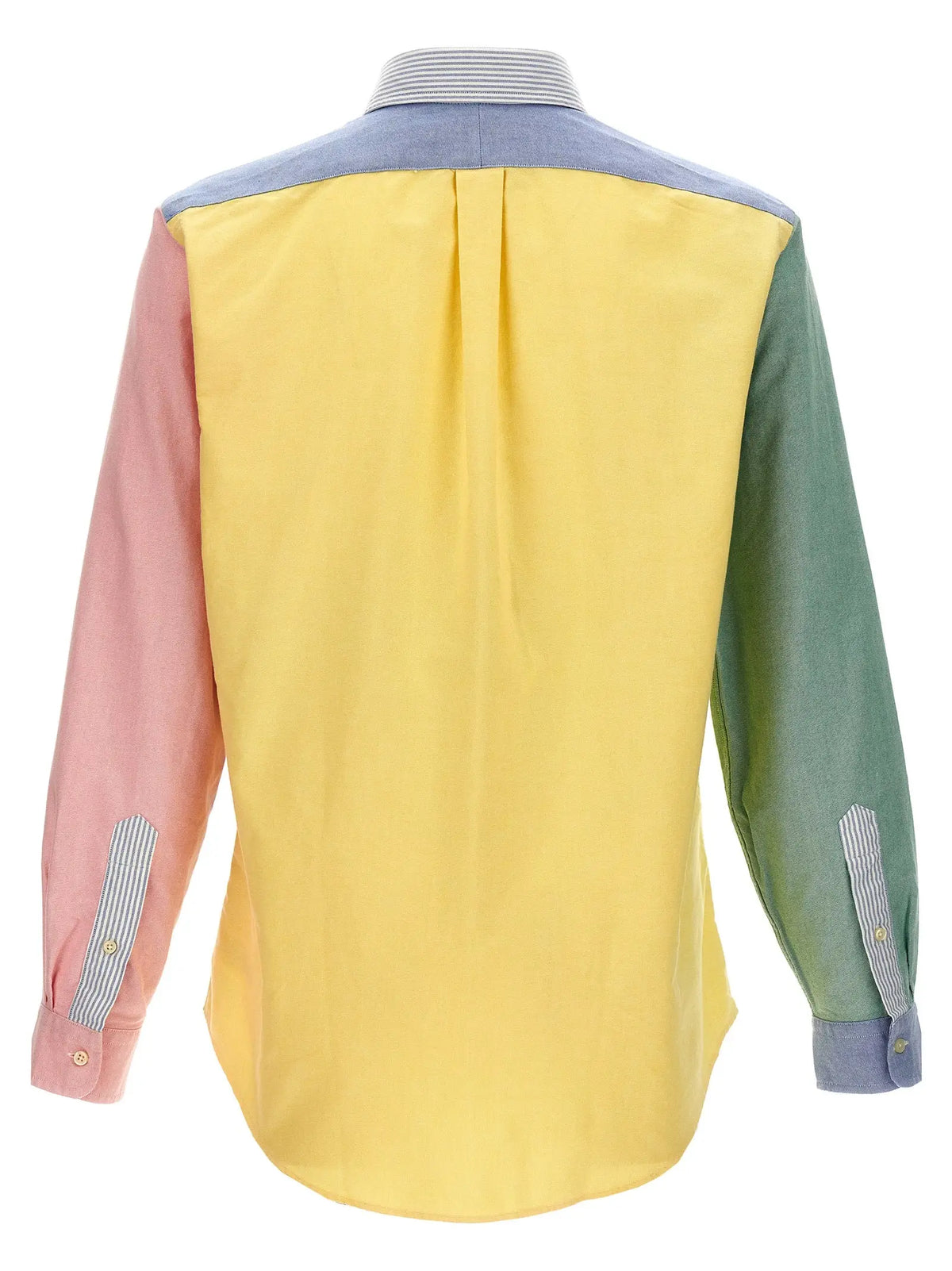 Chemise multicolore en coton polo ralph lauren avec corps jaune et manches contrastées rose et vert patchwork