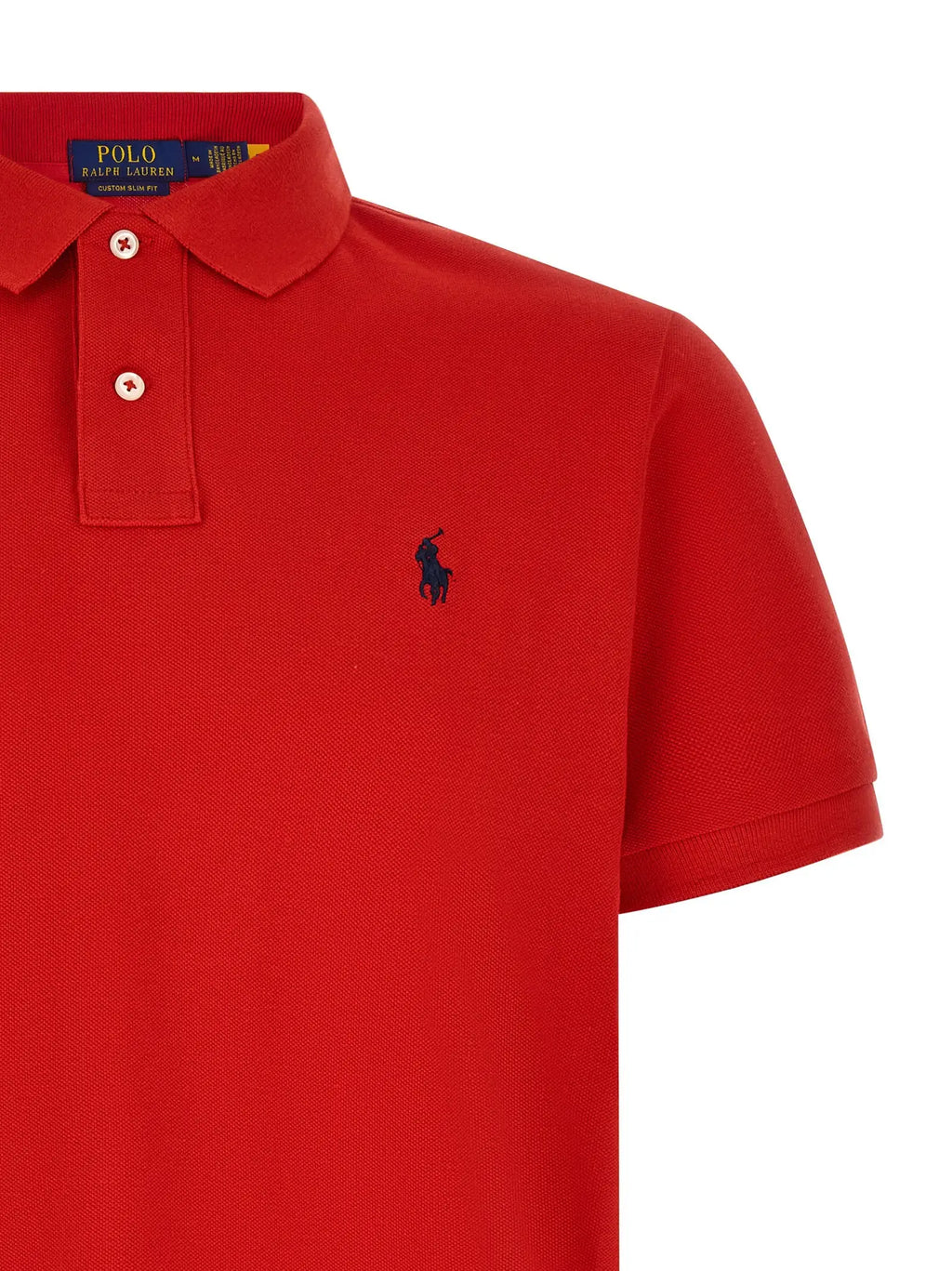 Polo ralph lauren multicolor chemise polo en coton rouge avec logo cheval bleu marine brodé et boutons blancs