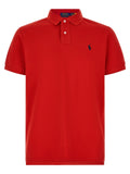 Polo ralph lauren multicolor polo en coton rouge avec logo chevalier bleu marine brodé et boutons dorés