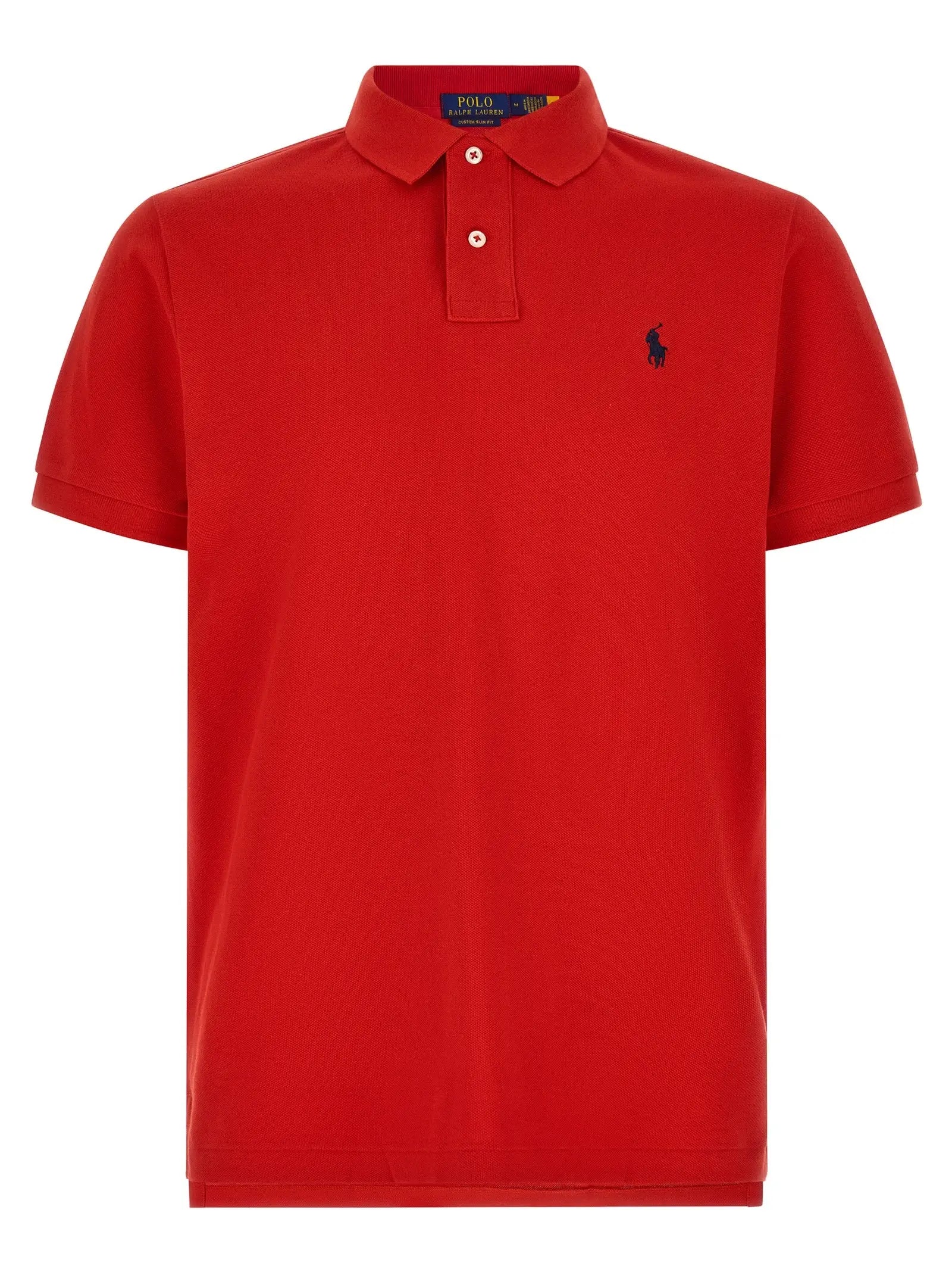 Polo ralph lauren multicolor polo en coton rouge avec logo chevalier bleu marine brodé et boutons dorés