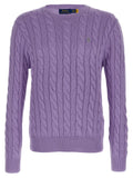 Cardigan en coton violet polo ralph lauren avec col rond classique, manches côtelées et logo sur le col