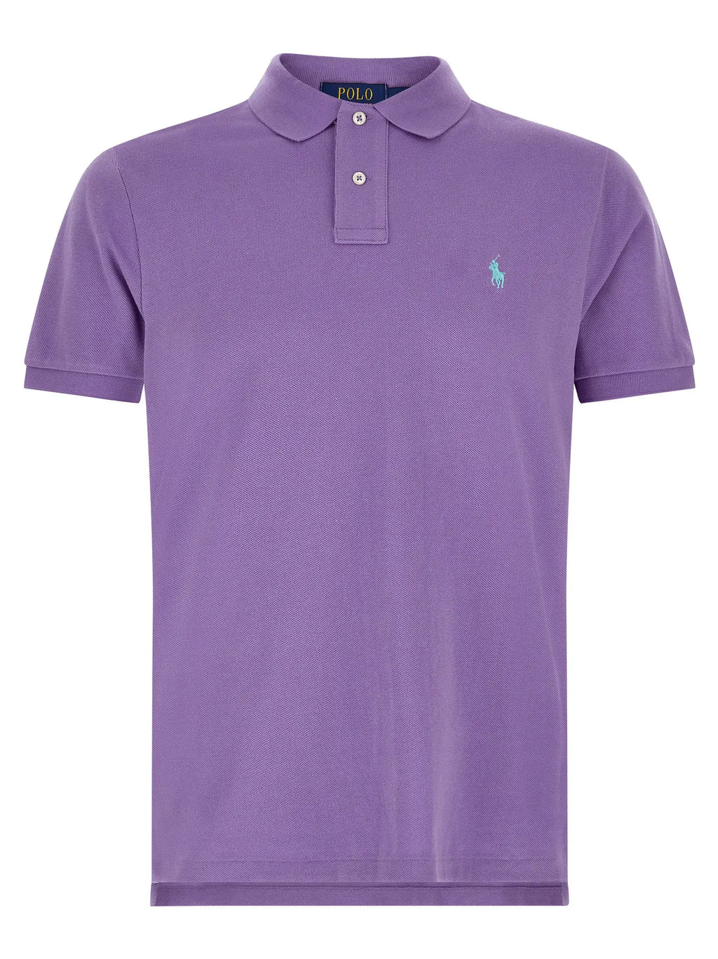 Polo ralph lauren chemise polo en coton violet avec texture subtile et logo brodé bleu clair sur la poitrine
