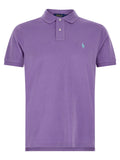 Polo ralph lauren chemise polo en coton violet avec texture subtile et logo brodé bleu clair sur la poitrine
