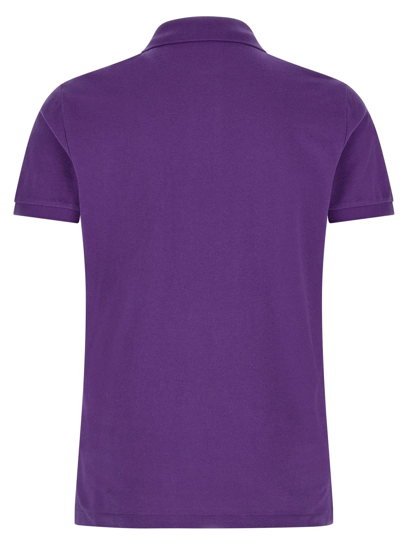 Polo ralph lauren polo violet en coton avec manches courtes, col côtelé et tissu texturé