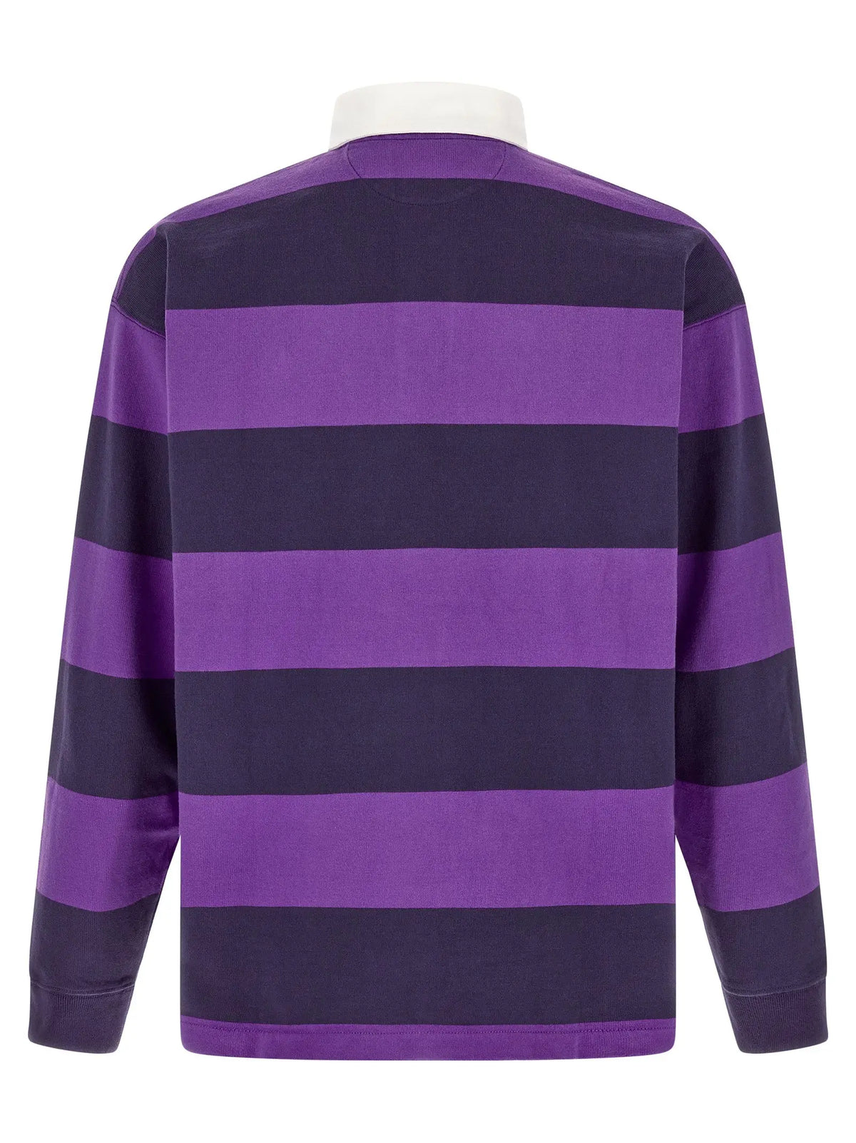 Polo ralph lauren purple cotton polo shirt à rayures horizontales violettes et bleu marine en coton avec col blanc